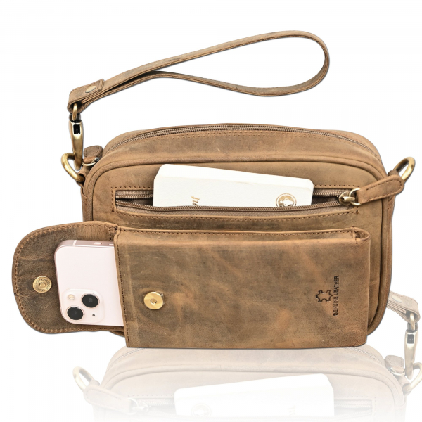 Leder Handgelenktasche für Unisex aus Rindleder 23- (147A) Herrentasche echtes Leder Tasche Bag Neu